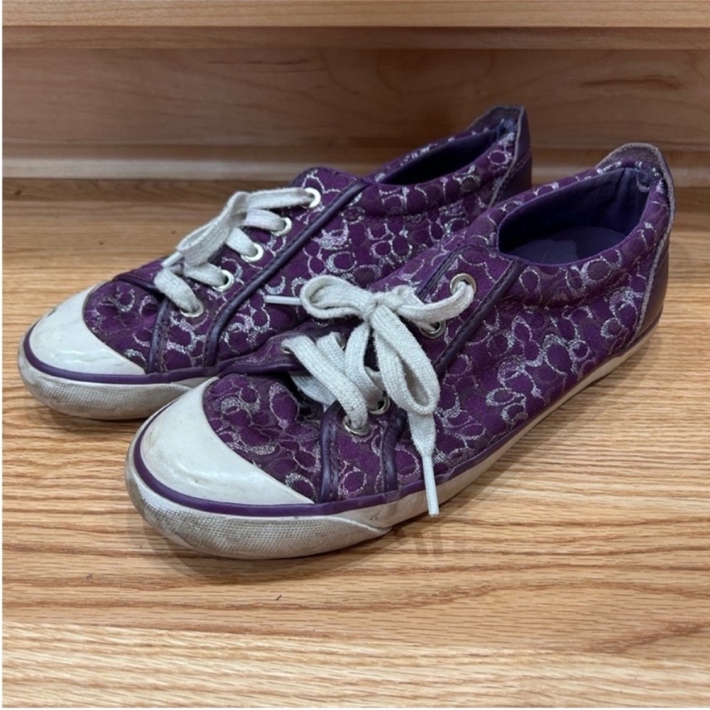 Coach Signature Purple & White sparkles Sneakers BARRETT size 6.5